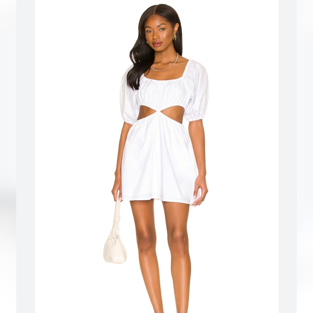 Faithfull the Brand Gabelli White Cutout Mini Dress (bachelorette dress)